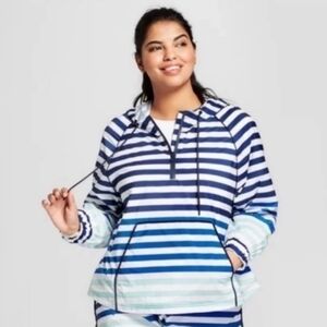 Hunter For Target Jacket Classic Striped White Hoodie Windbreaker Size Large